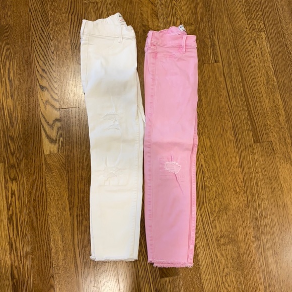 2 pairs abercrombie kids white and pink jeans - Picture 1 of 11